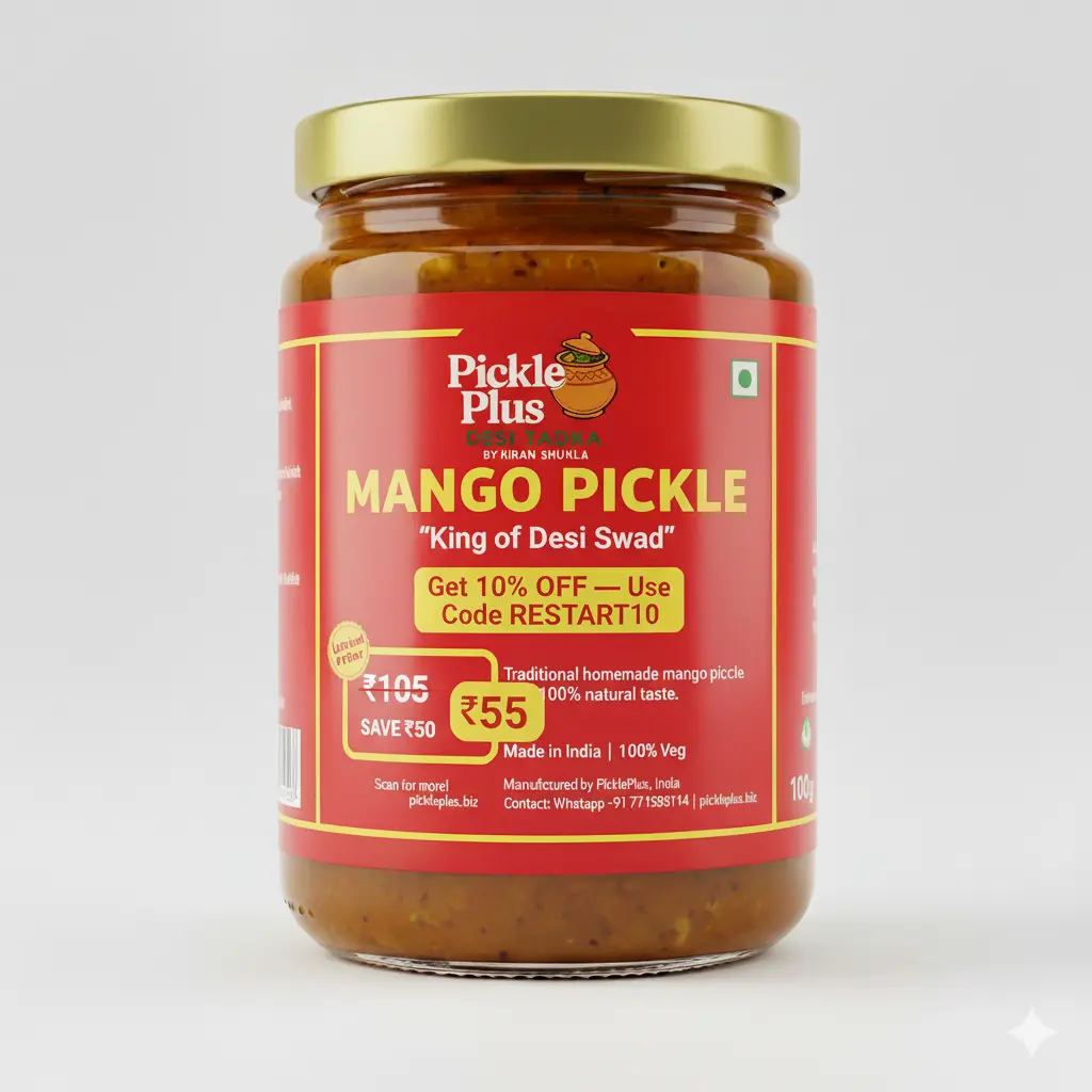 Mango Pickle (DESI AAM KA ACHAAR) | Buy Now 10% Off RESTART10 (तोतापुरी आम का अचार) 100 Gram Pack