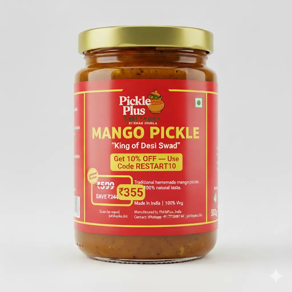 Mango Pickle (DESI AAM KA ACHAAR) | Buy Now 10% Off RESTART10 (तोतापुरी आम का अचार) 500 Gram Pack